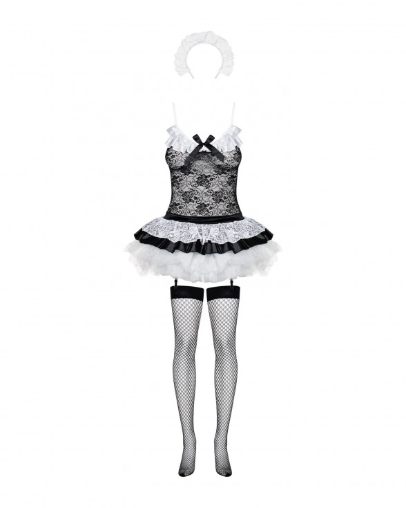 Еротичний костюм покоївки зі спідницею Obsessive Housemaid 5 pcs costume S/M, black - 2