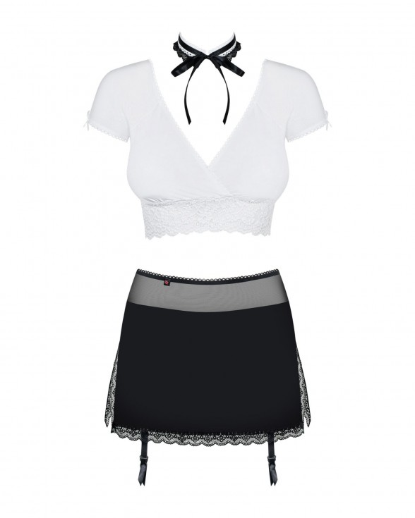 Еротичний костюм секретарки Obsessive Secretary suit 5pcs black S/M, чорно-білий - 4
