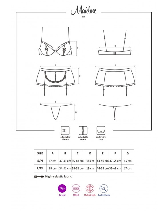 Эротический костюм горничной Obsessive Maidme set 5pcs L/XL - 6