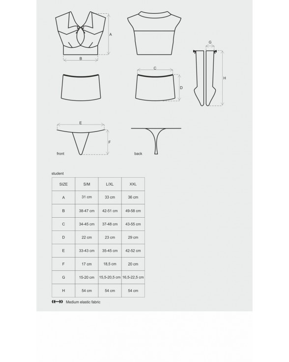 Эротический костюм студентки Obsessive Student 4 pcs costume S/M - 4