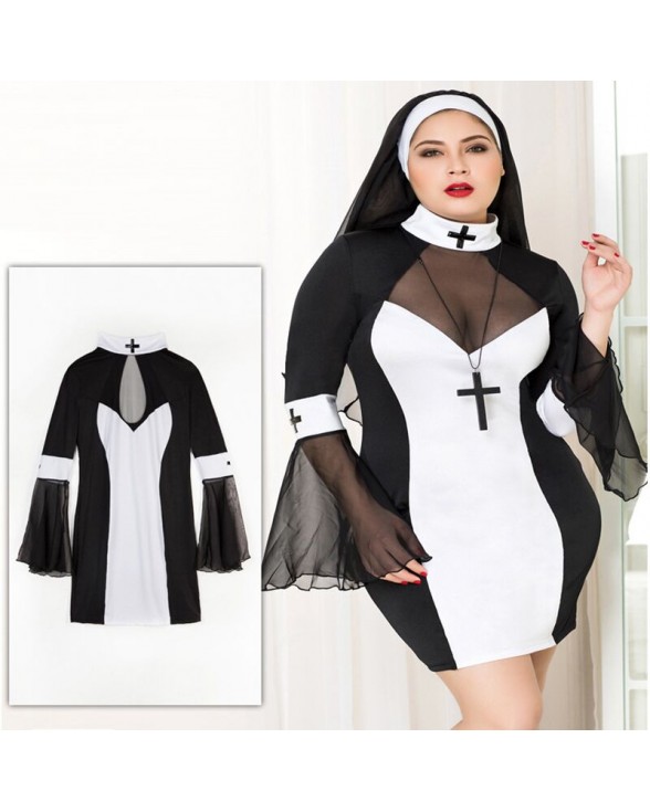 Еротичний костюм черниці JSY «Грішниця Лола» Plus Size Black - 5