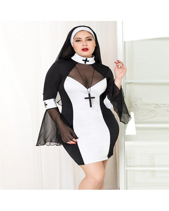 Еротичний костюм черниці JSY «Грішниця Лола» Plus Size Black - 2