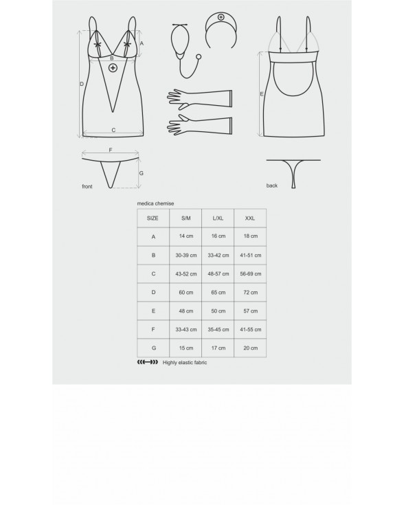 Эротический кружевной костюм медсестры Obsessive Medica dress 5pcs costume L/XL - 4