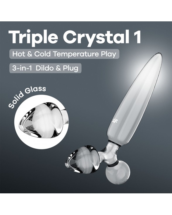 Трехсторонний стеклянный дилдо Satisfyer Triple Crystal 1 Transparent - 5
