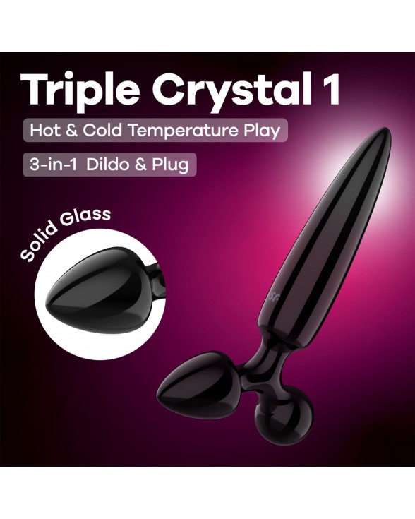 Трехсторонний стеклянный дилдо Satisfyer Triple Crystal 1 Black - 5