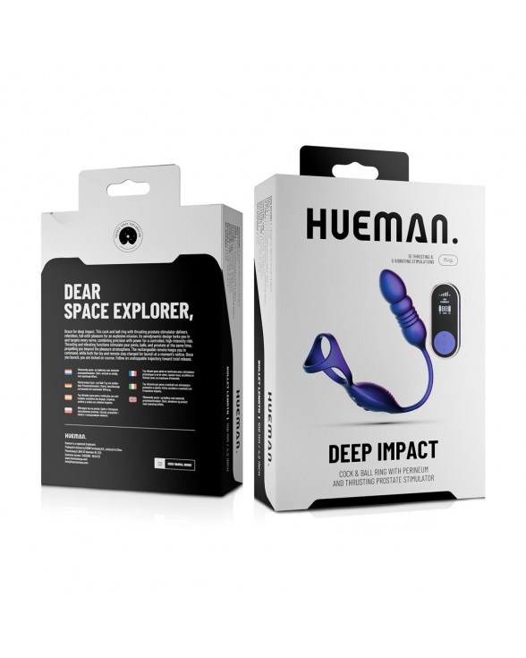 Анальний стимулятор з ерекційним кільцем Hueman Deep Impact, пульсація, масаж промежини - 4