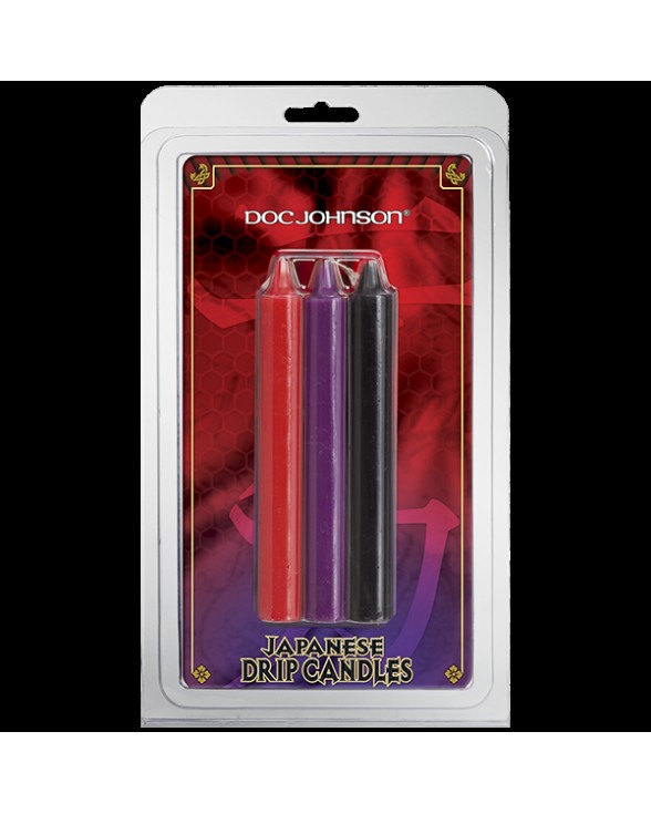 БДСМ свічки низькотемпературні Doc Johnson Japanese Drip Candles - 3 Pack Multi-Colored