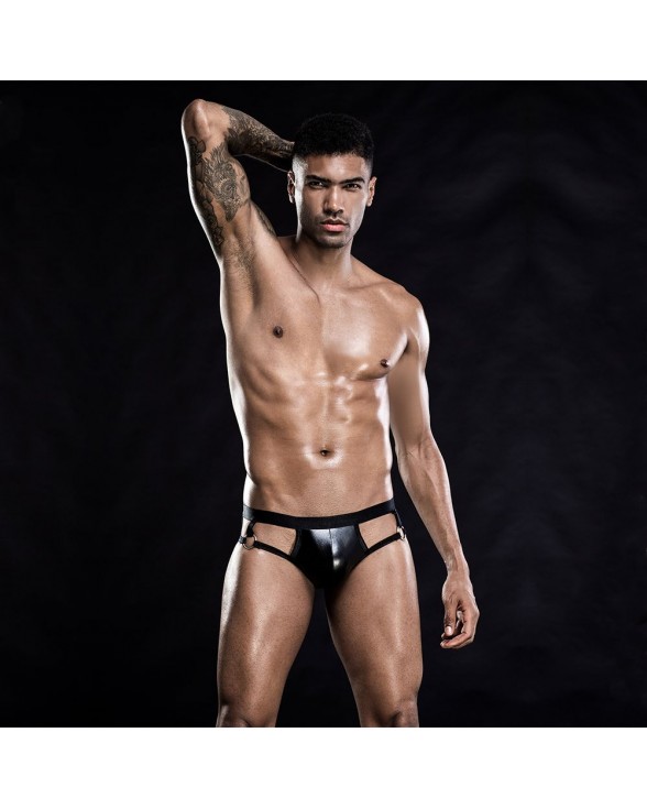 Лакові чоловічі труси з відкритою попкою JSY, One Size Black - 1
