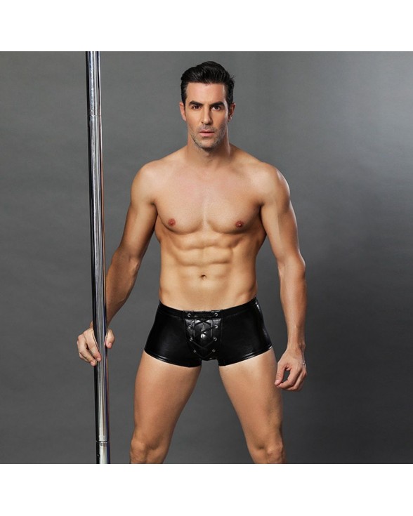Еротичні чоловічі лакові труси зі шнурівкою JSY One Size Black - 2