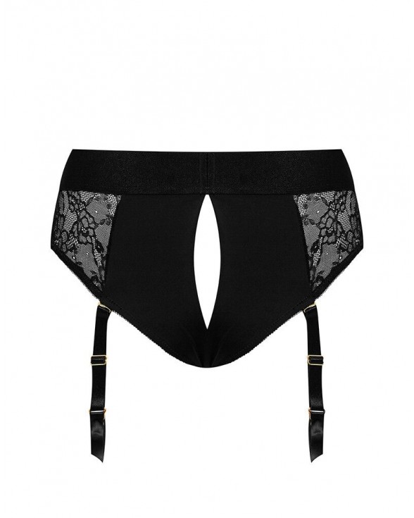 Кружевные трусики для страпона с подвязками для чулок Strap-On-Me DIVA HARNESS - L - 3