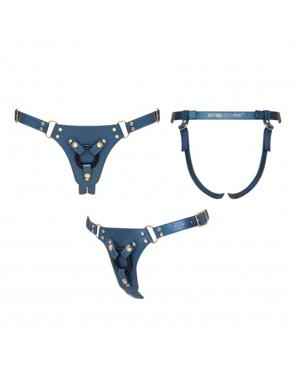 Трусики для страпону Strap-On-Me Leatherette Harness Generous - One Size - Blue - 3
