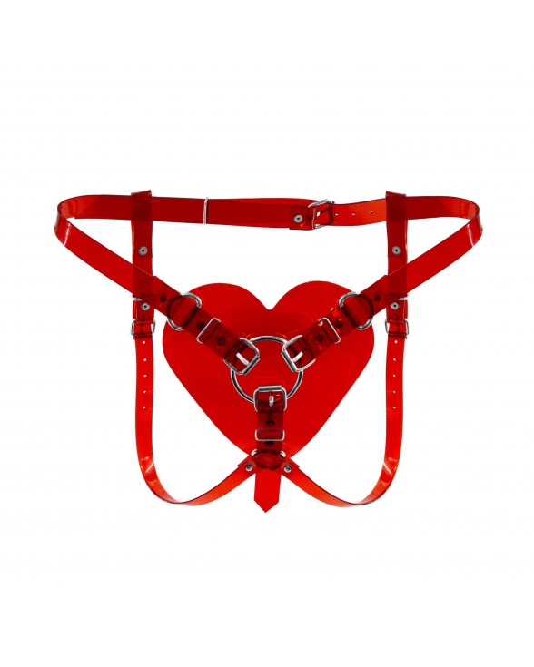 Трусики Серце для страпону Feral Feelings - Hearts Strap-on Belt Red Trasparent