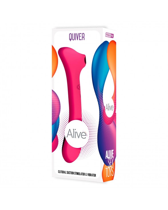 Вібратор та вакуумний кліторальний стимулятор 2-в-1 Alive Quiver Magenta Pink - 4