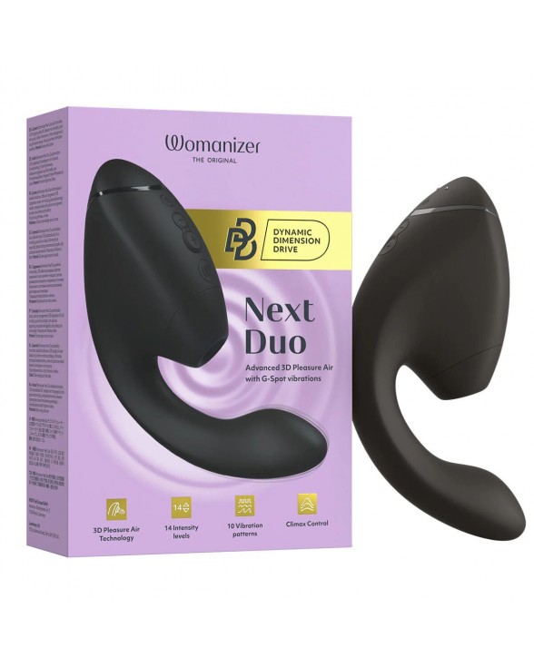 Подвійний вакуумний кліторальний стимулятор з вібрацією Womanizer Next Duo - Black - 7