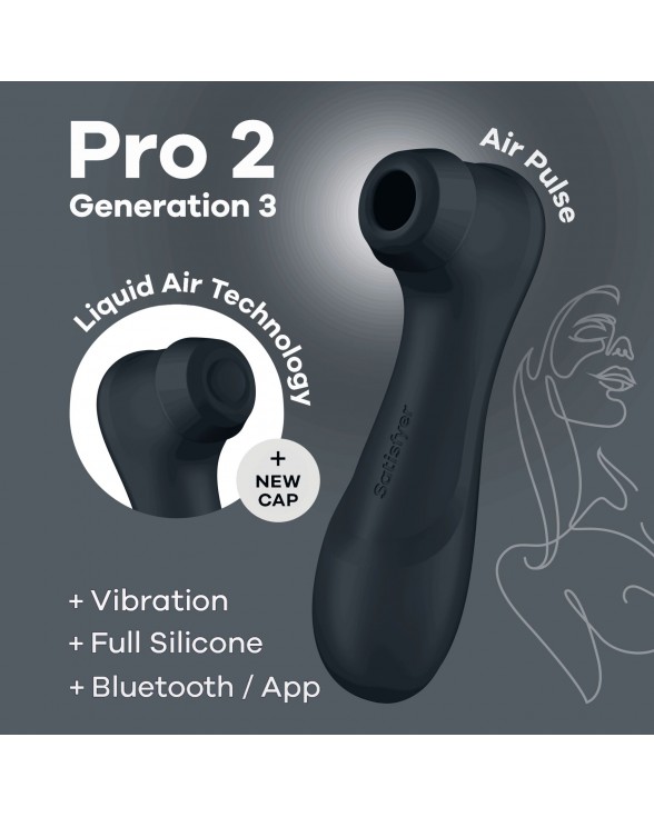 Вакуумный клиторальный стимулятор Satisfyer Pro 2 Generation 3 with Liquid Air Connect App Dark Grey