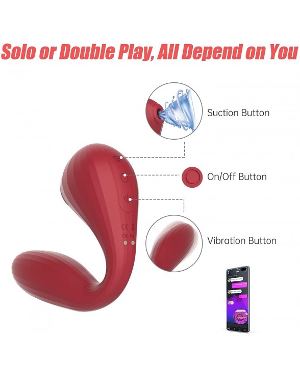 Вакуумный вагинально-клиторальный стимулятор Magic Motion Bobi Red - 3