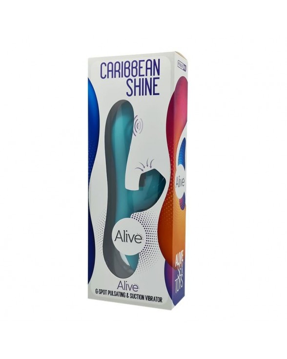 Вибратор-кролик 3 в 1 с вакуумом и пульсивной стимуляцией точки G Alive Caribbean Shine Blue - 1