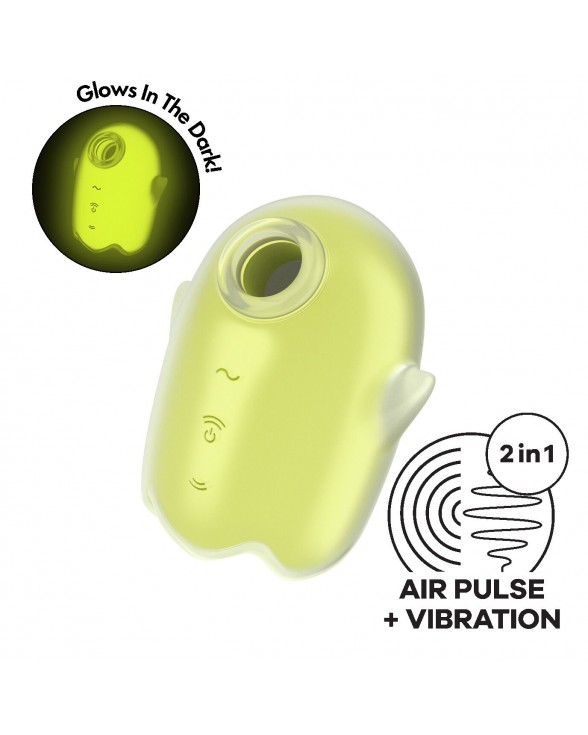 Вакуумный клиторальный стимулятор с вибрацией Satisfyer Glowing Ghost Yellow
