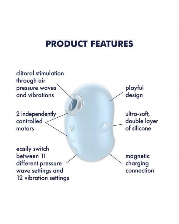 Вакуумний кліторальний стимулятор із вібрацією Satisfyer Cutie Ghost Blue - 2