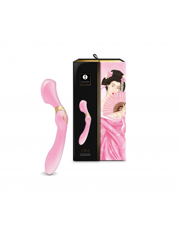 Вібромасажер Shunga Zoa Light Pink, двосторонній - 8