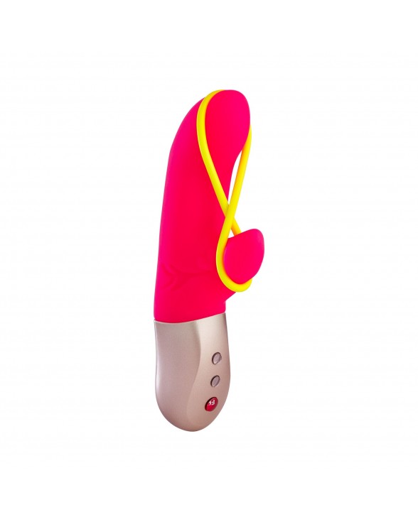 Минивибратор-кролик со стимулирующей лентой Fun Factory AMORINO pink/neon yellow