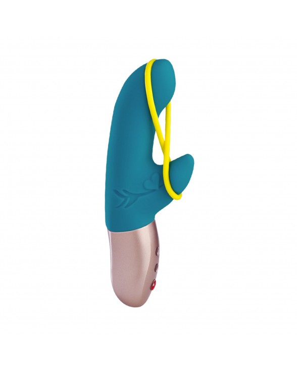 Минивибратор-кролик со стимулирующей лентой Fun Factory AMORINO petrol/neon yellow