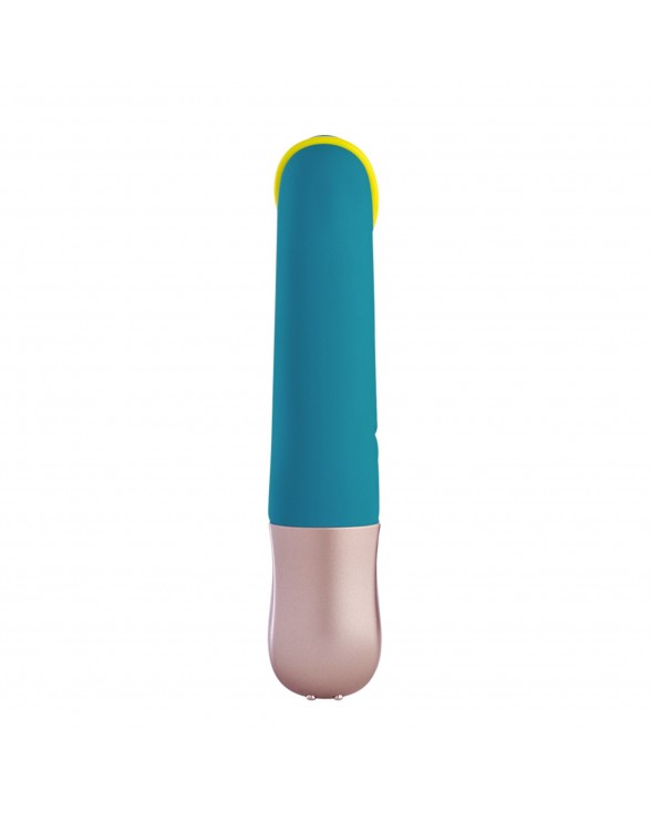 Минивибратор-кролик со стимулирующей лентой Fun Factory AMORINO petrol/neon yellow - 3