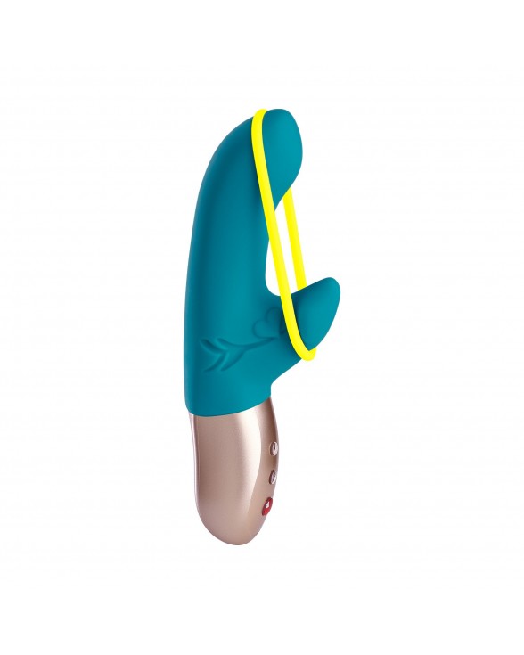 Минивибратор-кролик со стимулирующей лентой Fun Factory AMORINO petrol/neon yellow - 2
