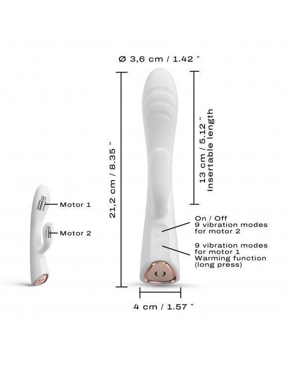 Вібратор-кролик з підігрівом Dorcel FLEXI RABBIT WHITE - 4