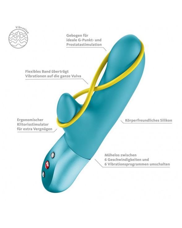 Мінівібратор-кролик зі стимулювальною стрічкою Fun Factory AMORINO Aquamarine - 4