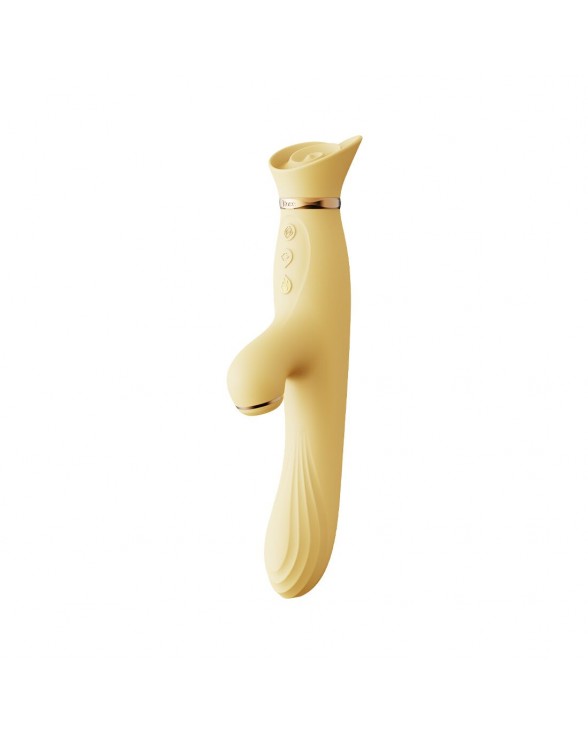 Вібратор з підігрівом та вакуумною стимуляцією клітора Zalo - ROSE Vibrator Lemon Yellow