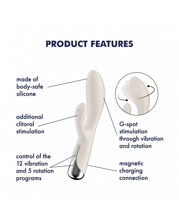 Вібратор-кролик Satisfyer Spinning Rabbit 1 Beige - 6