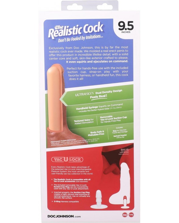 Фалоімітатор, що кінчає Doc Johnson The Realistic Cock ULTRASKYN - Squirting 9,5 Inch Chocolate - 8