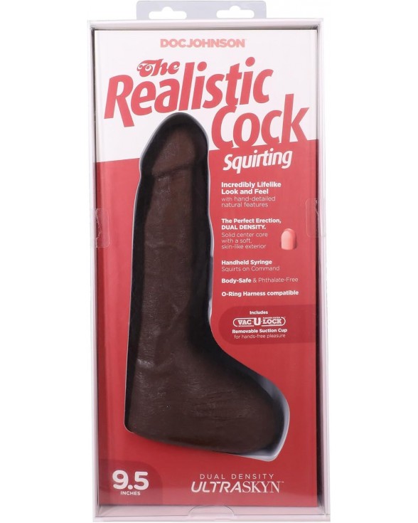 Фалоімітатор, що кінчає Doc Johnson The Realistic Cock ULTRASKYN - Squirting 9,5 Inch Chocolate - 7