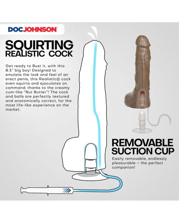 Фалоімітатор, що кінчає Doc Johnson The Realistic Cock ULTRASKYN - Squirting 9,5 Inch Caramel - 2