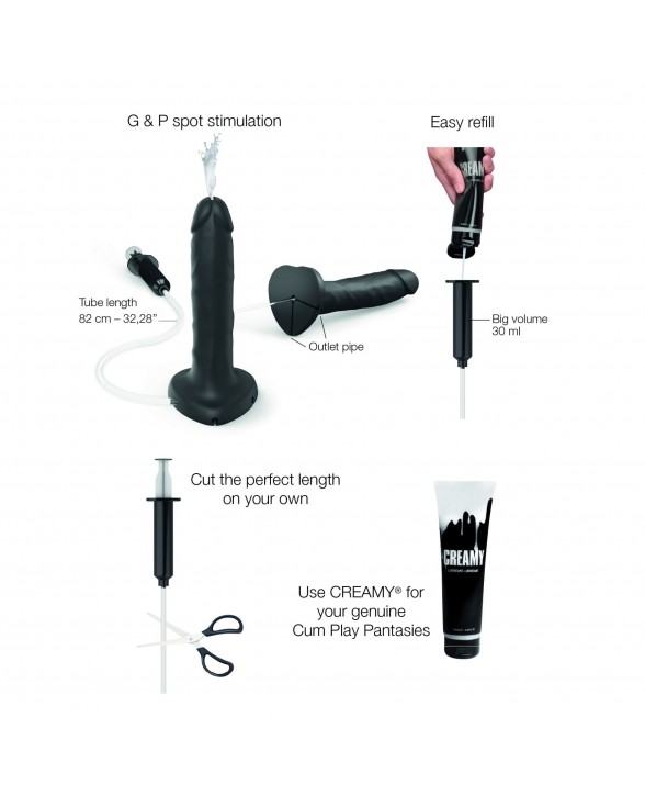 Фалоімітатор, що кінчає Strap-On-Me Squirting Cum Dildo Realistic Black, діам. 3,5 см - 1