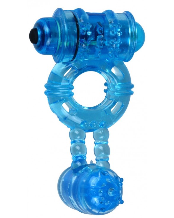 Эрекционное виброкольцо Alive Double Ding Ring Blue