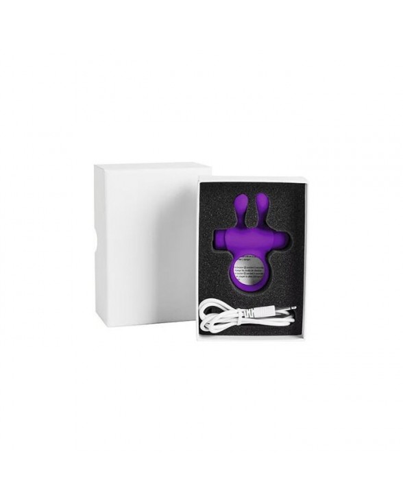 Ерекційне віброкільце S Pleasures Premium Rabbit Ring фіолетове, зі знімною віброкулею та вушками - 2