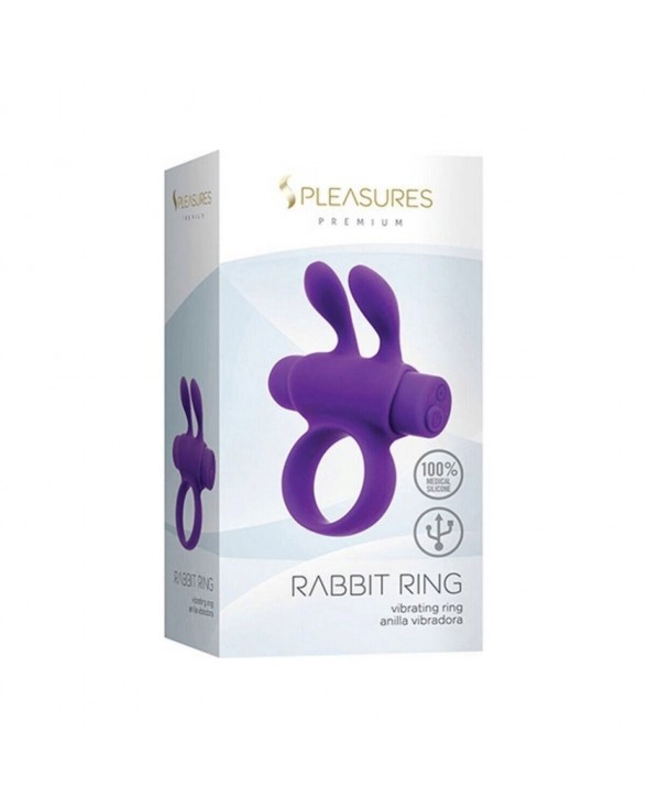 Ерекційне віброкільце S Pleasures Premium Rabbit Ring фіолетове, зі знімною віброкулею та вушками - 1
