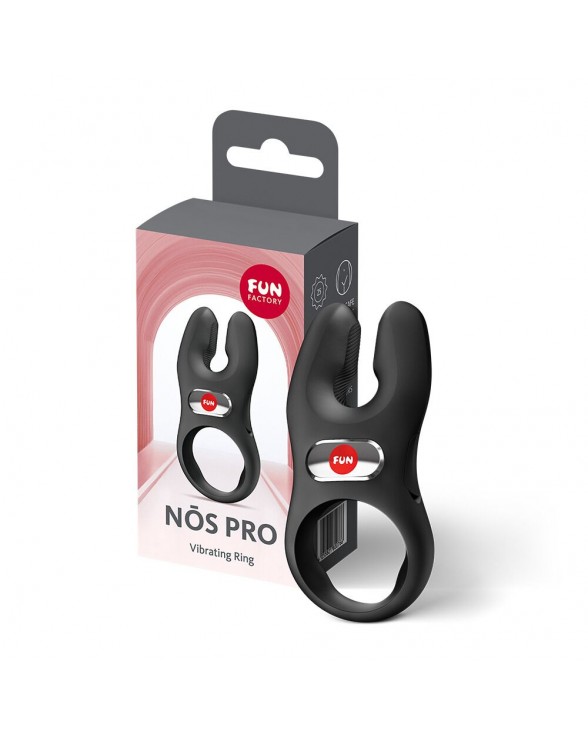 Ерекційне віброкільце з подвійною стимуляцією клітора Fun Factory NŌS PRO Black - 6