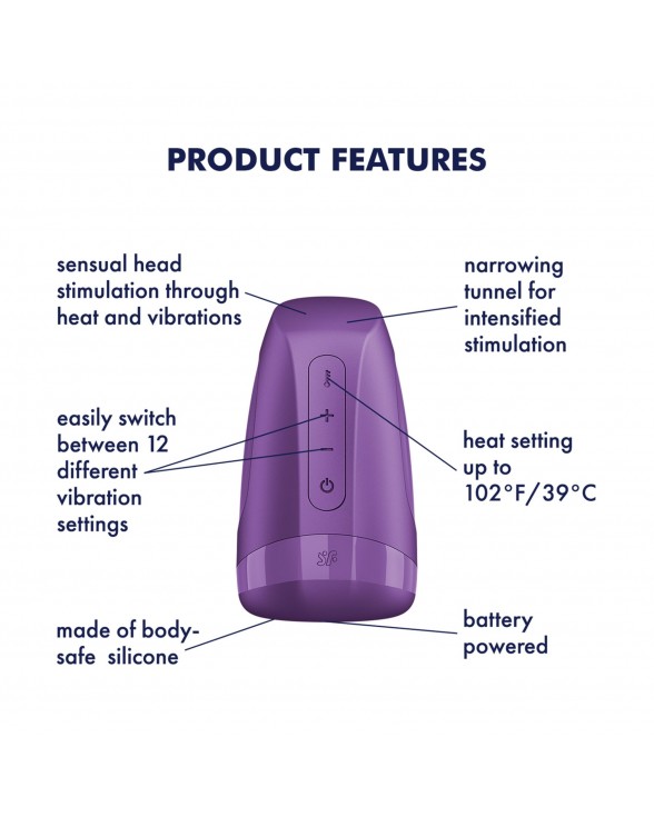 Мастурбатор Satisfyer Men Heat Vibration Battery Series імітатор мінету - 5