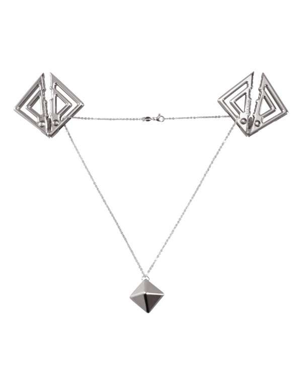 Зажимы для сосков с тяжелой подвеской LOCKINK Adjustable Nipple Clamps with Heavy Pendant - Grey