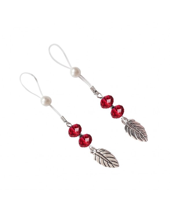 Сексуальні прикраси для сосків із листочком Art of Sex Nipple Jewelry Leaf, колір червоний - 1