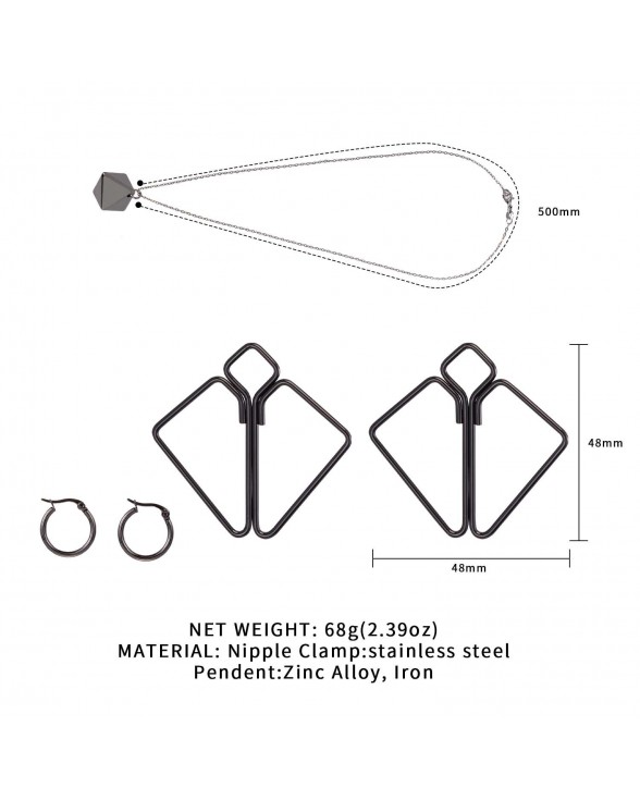 Зажимы для сосков с тяжелой подвеской LOCKINK Nipple Clamps with Heavy Pendant - Grey - 6