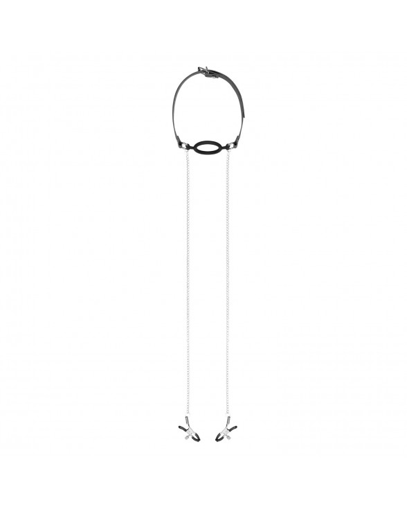 Затискачі для сосків з кляпом Bedroom Fantasies Nipple Clamps & Silicone Gag Ring - 1